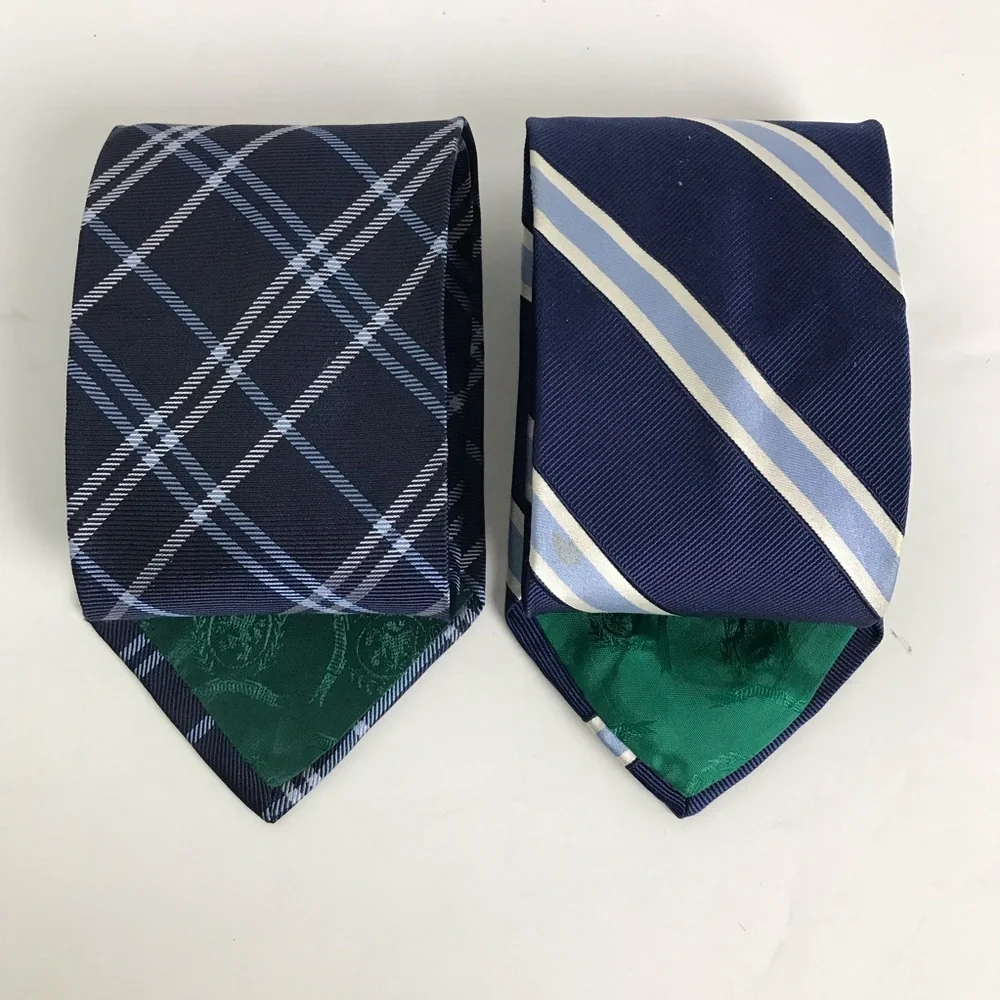 Tommy Hilfiger Blue Striped Silk Ties Bundle of 2 Mens Office Academia Preppy
